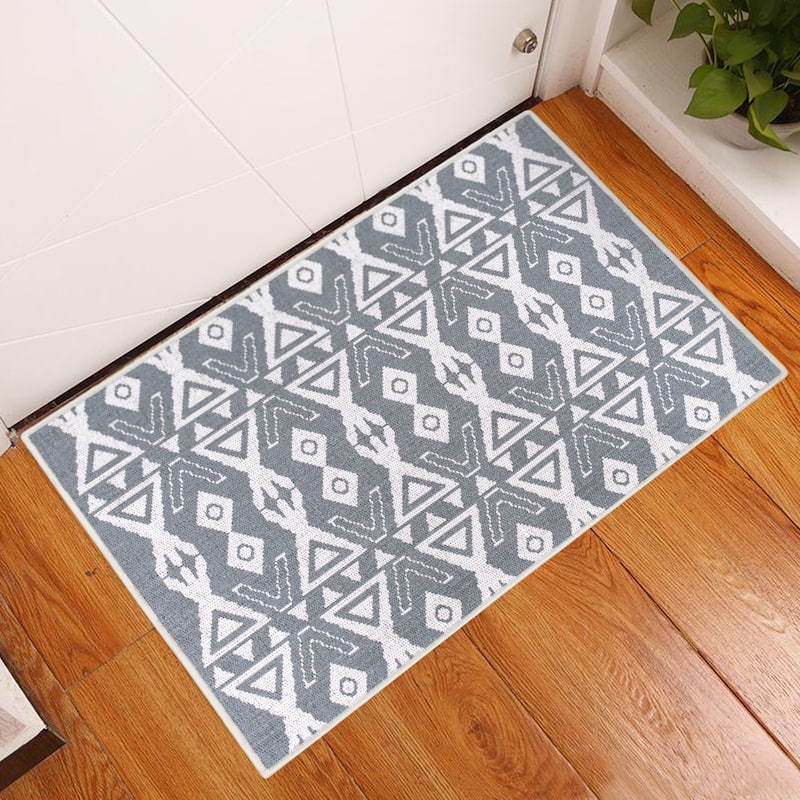 Sussexhome Heavy Duty Ultra Thin Non Slip Washable Cotton Indoor Rug - 2' x 3' - Gray
