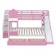 preview thumbnail 59 of 64, Full over Full Size Solid Wood Castle Style Bunk Bed with Drawers and Slide