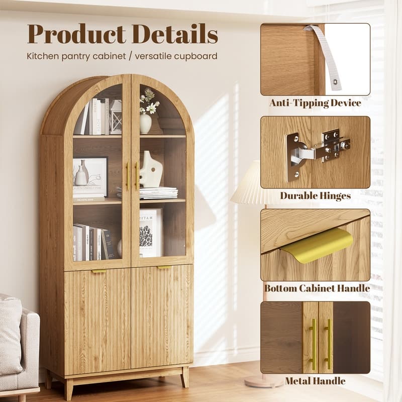 71''Tall Arched Storage Bookcase