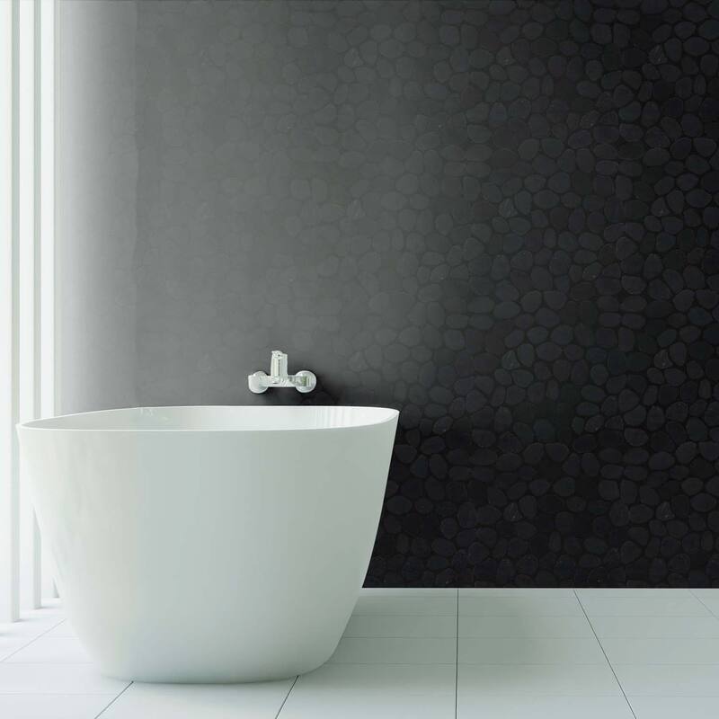 Charcoal Sliced Pebble Mosaic, Backsplash Kitchen Walls, Shower and Bathroom Floors 12" X 12" (5 Sqft per case) - Case (5 Tiles)