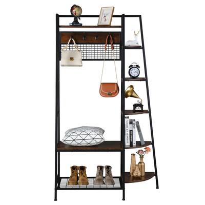 Closet Organizer Clothes Rack with Storage Shelves and Shoes Bench