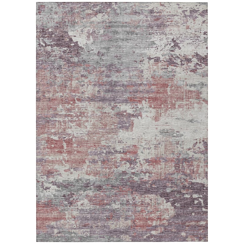 Indoor/ Outdoor Accord Modern Brushstrokes Polyester Washable Rug New