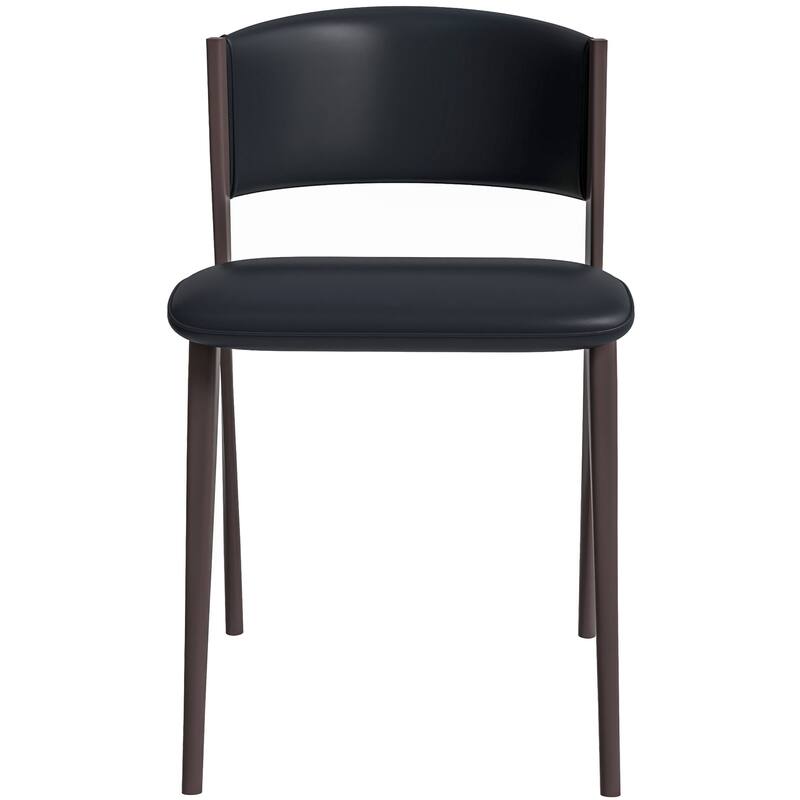 Leather Dining Chairs with Iron Legs and Open-Back Design Aspen Series Set of 2