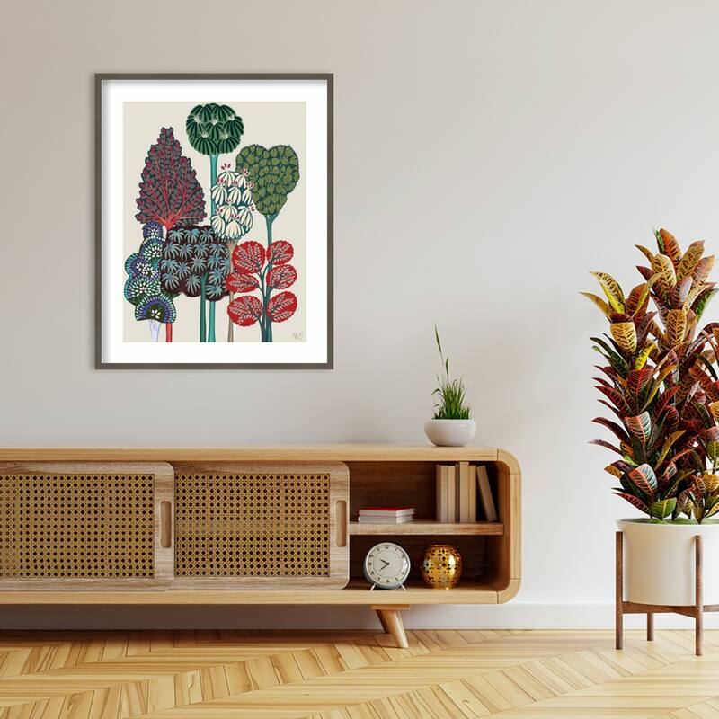 Serene Forest No. 2 by Fab Funky Wood Framed Wall Art Print - Svelte Clay Grey