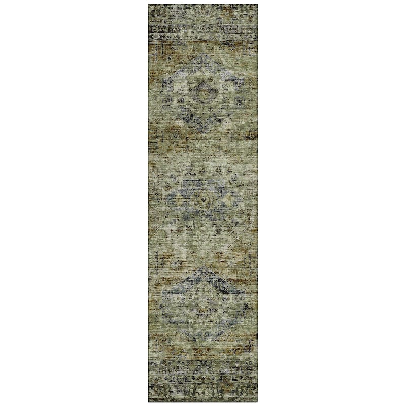 Machine Washable Indoor/Outdoor Vintage Traditional Chantille Rug