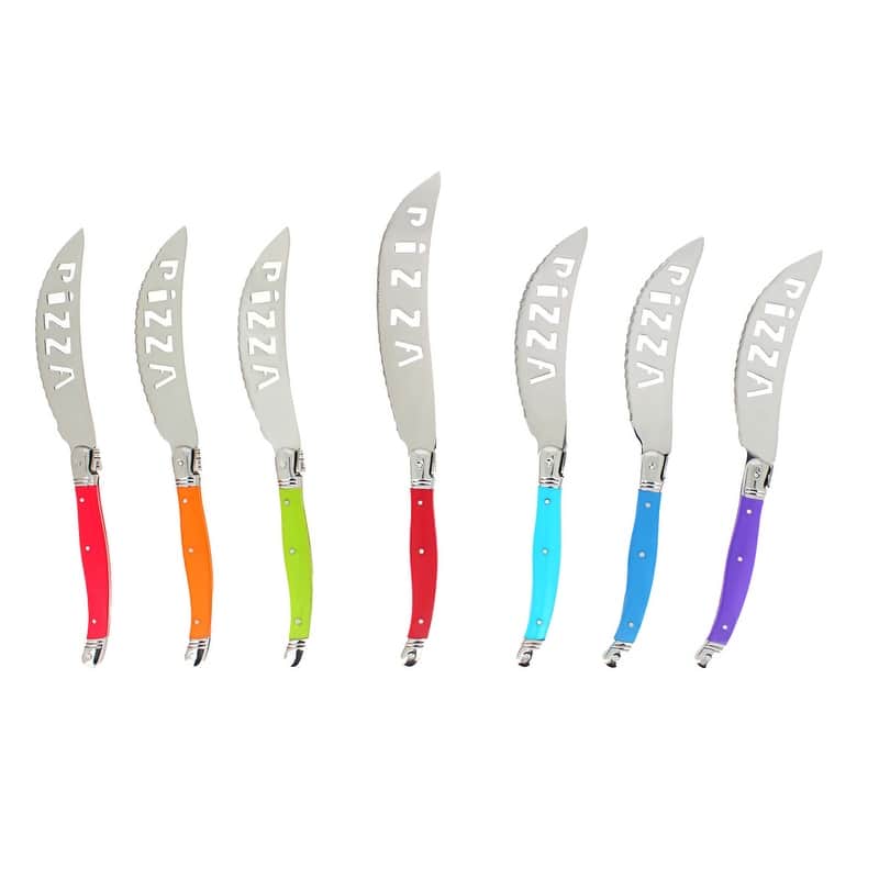 French Home 7 Piece Laguiole Pizza Knife Set, Rainbow Colors