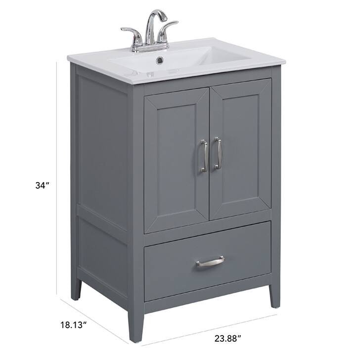 24" Single Bathroom Vanity with Lower Drawer and Countertop Sink Included