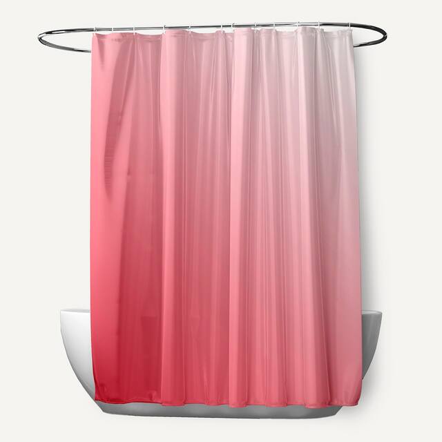 71 x 74-inch Coral Ombre Shower Curtain - Red