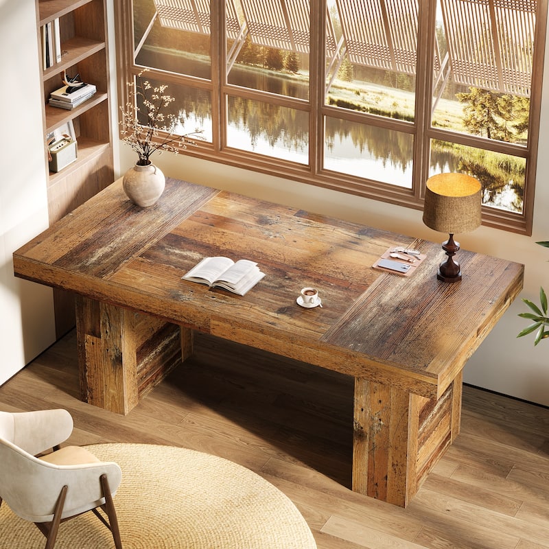 Large Executive Desk, Computer Desk, Home Office Writing Table, Conference Table Business Workstation for Working, Meeting