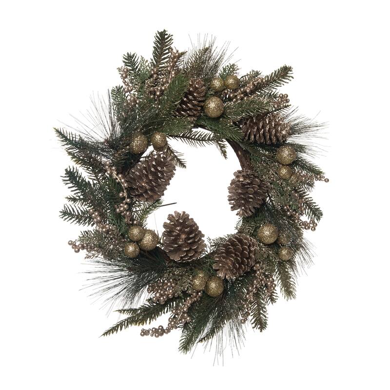 Transpac Artificial 24 in. Multicolor Christmas Pine Wreath