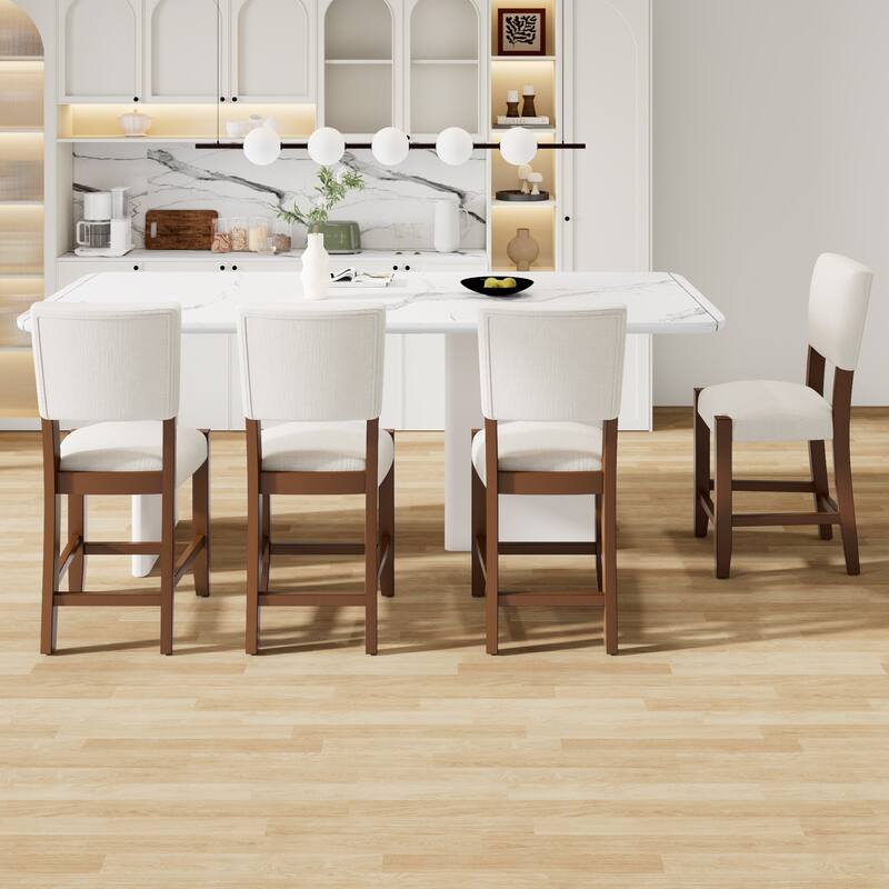 Mid Century Modern Bar Stools Set of 4 Counter Stools with Solid Wood Legs