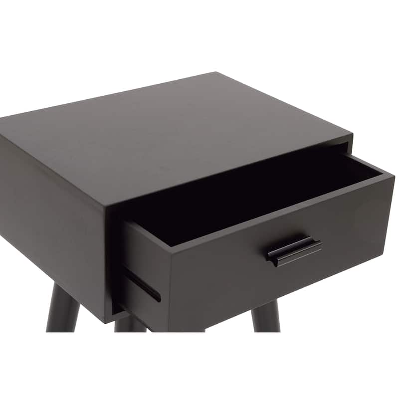 Wood Single Drawer Accent Table - Black - Roche River Decor - 13"W x 16"L x 28"H