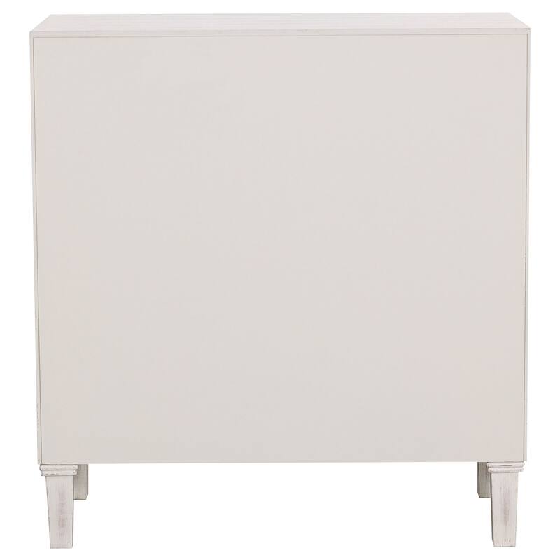 Clarkia Accent Cabinet with Floral Carved Door White