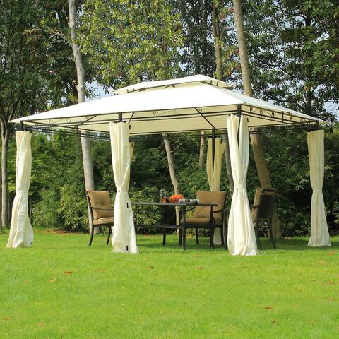 Outsunny Outdoor 2-Tier Steel Frame Pop-up Shade Gazebo