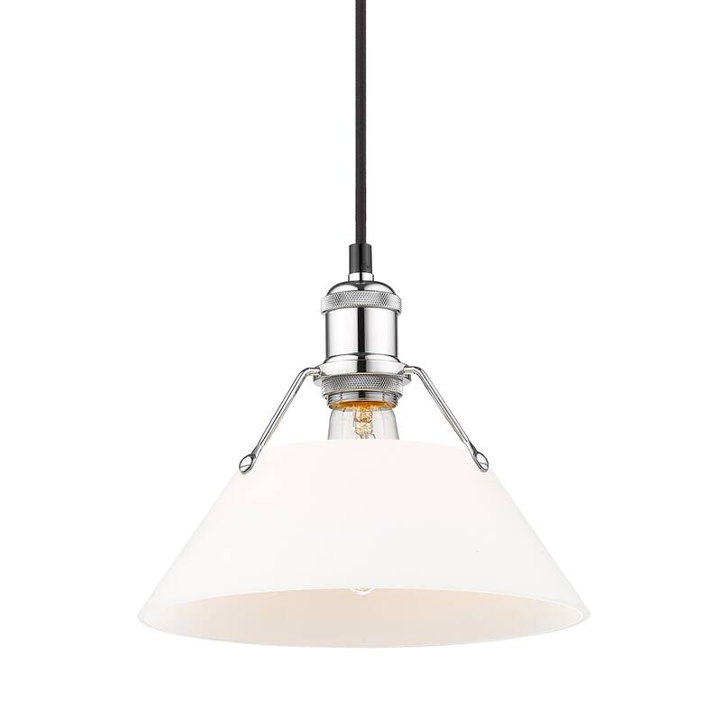 Orwell 10" Wide Medium Pendant in Chrome with Opal Glass - Silver