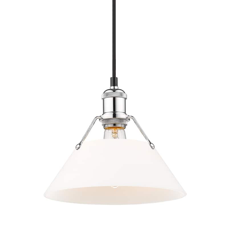 Yep by Golden Lighting Orwell 1-light 10in Pendant in Chrome and Opal Glass - Silver
