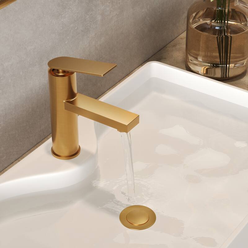 GRANDJOY 2-Pack Modern Single Handle Bathroom Vanity Faucet, Single-Hole Installation