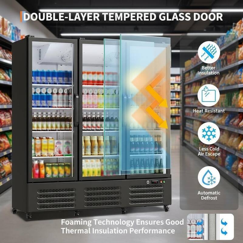 3 Glass Door Display Refrigerator, 39.8 Cu.Ft.