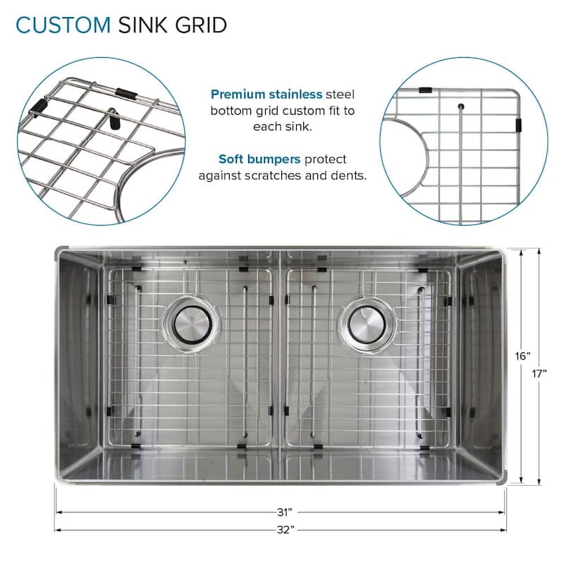 Transolid TRS_RDE321710 Rimless 32" Undermount Double Basin Kitchen