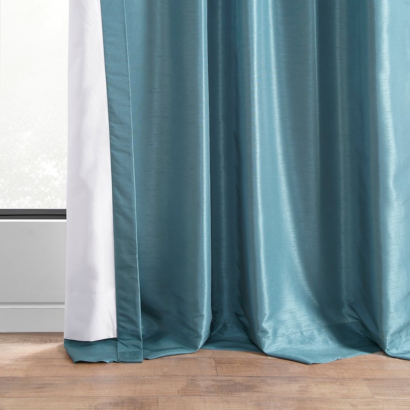 Exclusive Fabrics Vintage Textured Faux Dupioni Silk Room Darkening Curtains (1 Panel)