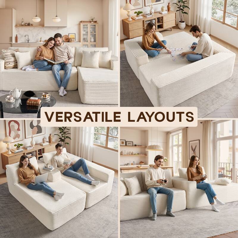 OVIOS All-Foam Plush L-Shaped Sofa​