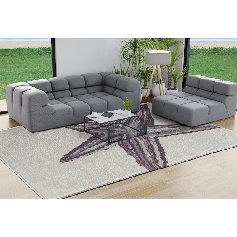 Large Starfish Nautical Chenille Rug