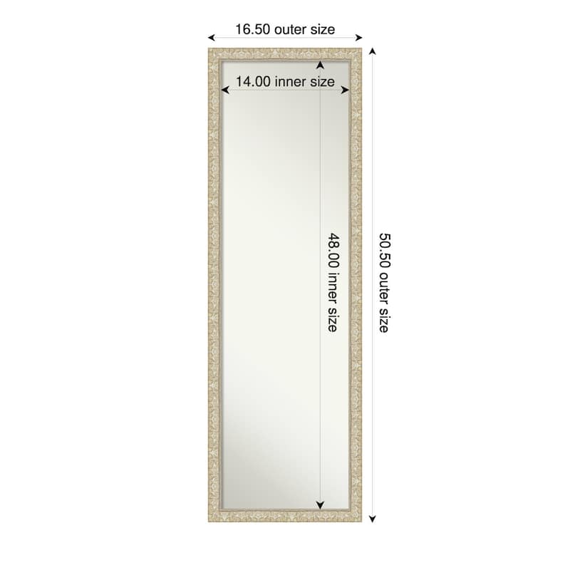 Lila Non-Beveled Wood Framed Full-Length On the Door Mirror - 17 x 51 in - Lila Silver