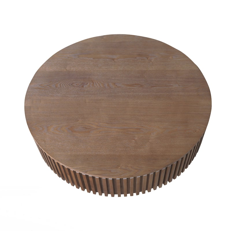 Round Coffee Table with Storage Solid Wood Veneered Modern Coffee Table Accent Tea Table for Living Room, Bedroom, Apartment