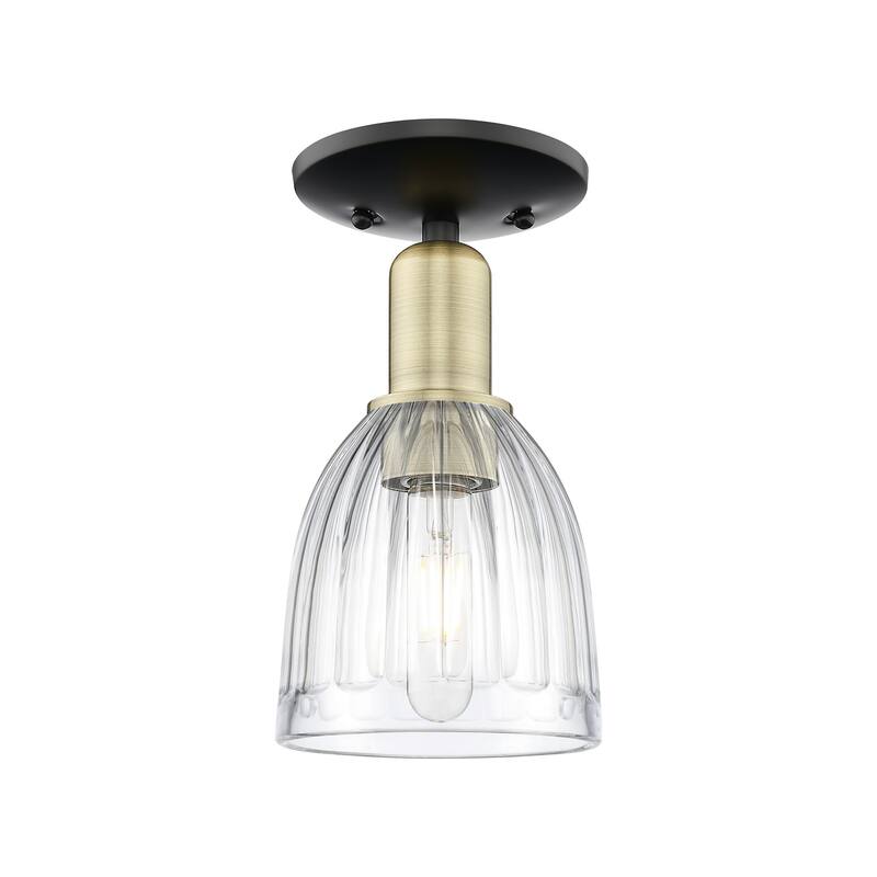 Innovations Lighting 716-1C-11-6 Brookfield Semi-Flush Brookfield 6" - Black Antique Brass / Clear