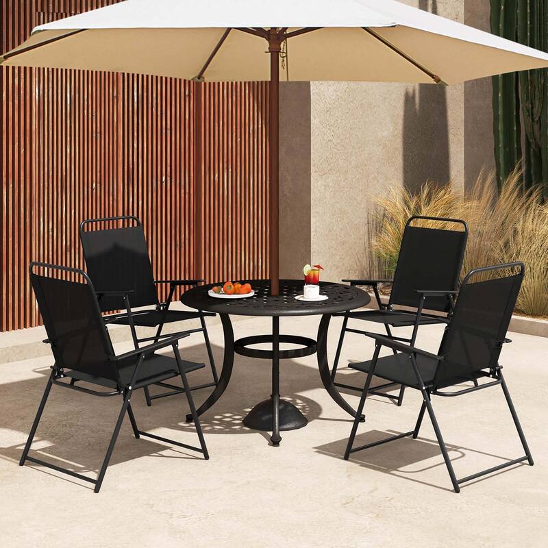 Costway 2pcs Patio Folding Chairs Dining Armrest Backrest Outdoor - See Details