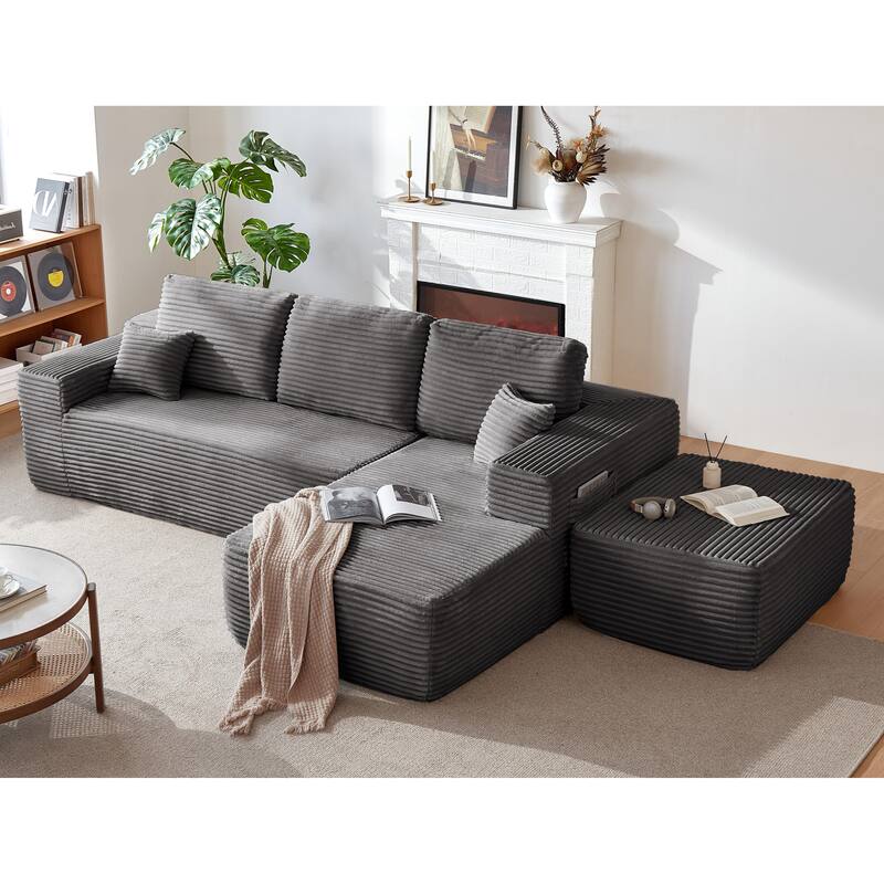 104"Cloud Sectional Couch with U-Shaped Chaise,Modern Modular Sofa with Deep Seat, Upholstered Couches