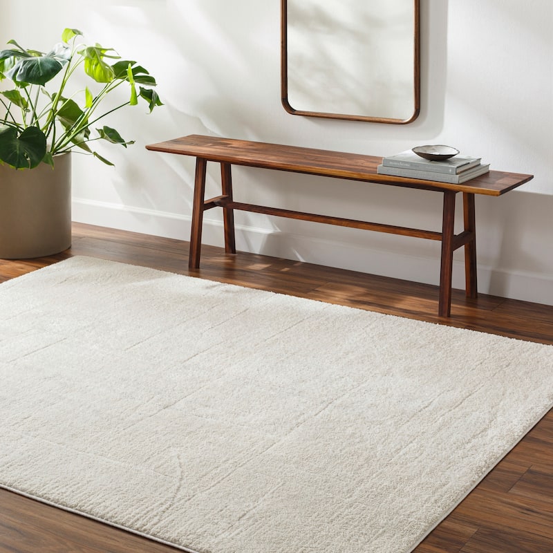 Livabliss Freud Modern Abstract Lines Area Rug - Cream - 6' 7" x 9'
