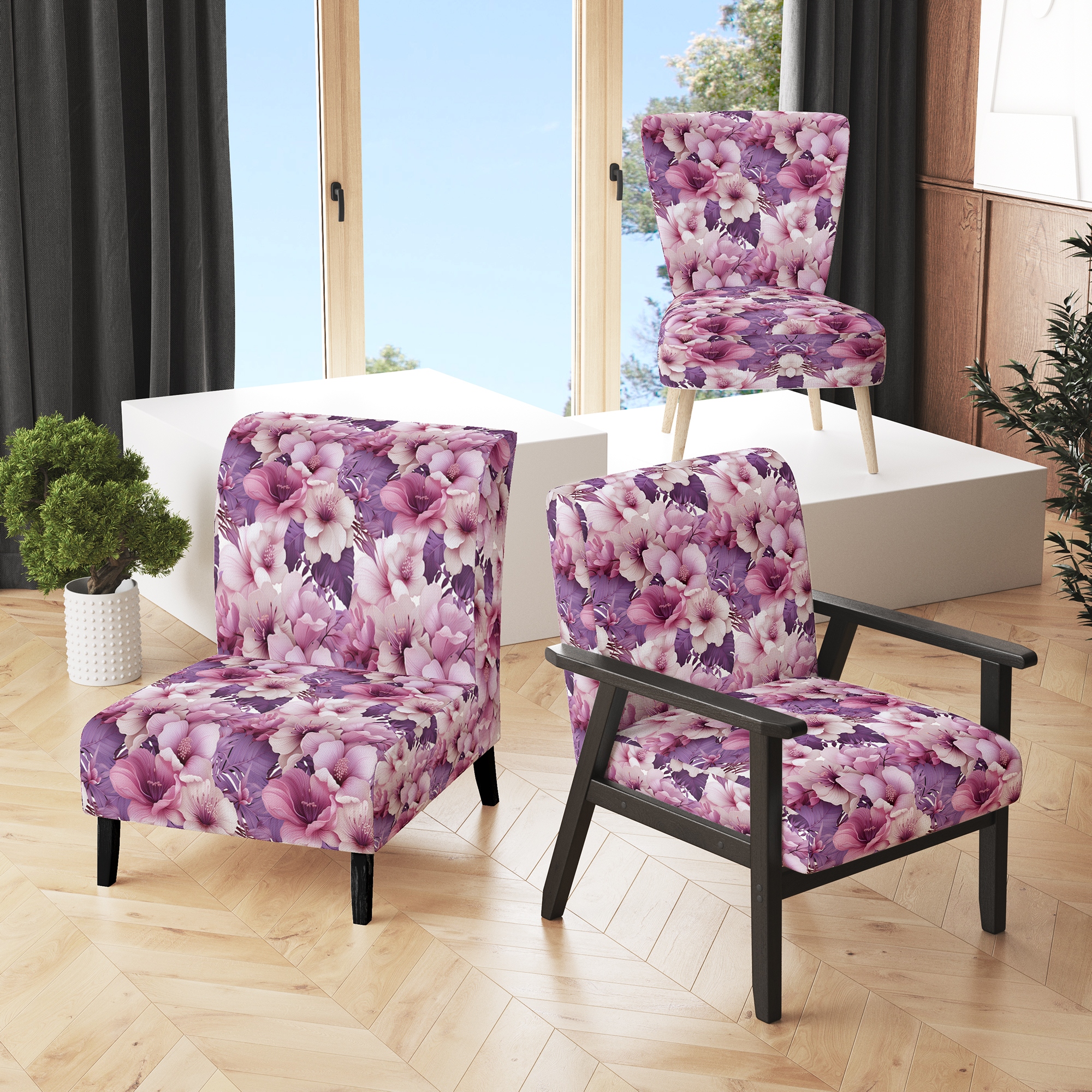 Floral velvet accent chair cheap