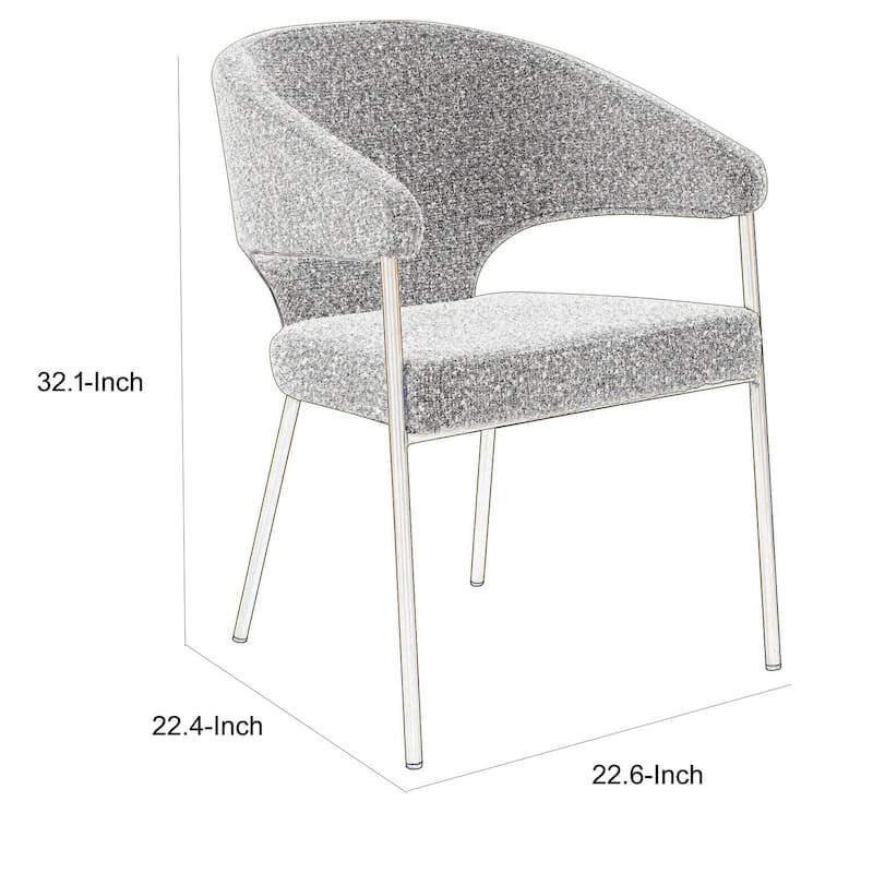 Brass/Gray Fabric Upholstered Metal Frame Dining Chair, Sturdy Dining Chair for Dining Rooms - 21.75