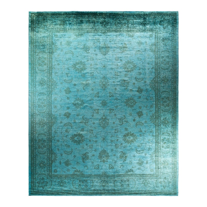 Vibrance, One-of-a-Kind Hand-Knotted Area Rug - Blue, 12' 0" x 14' 8" - 12' 0" x 14' 8"