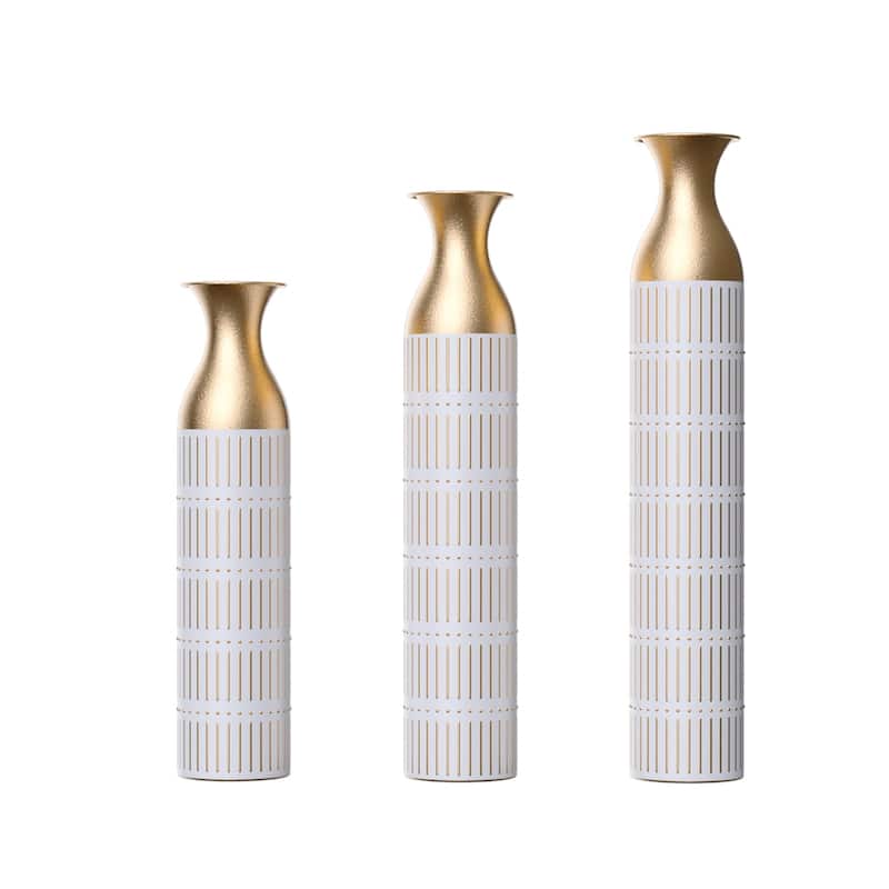 Floor Metal Vases Decorated,Large Glazed Metal Vases,3 PCS