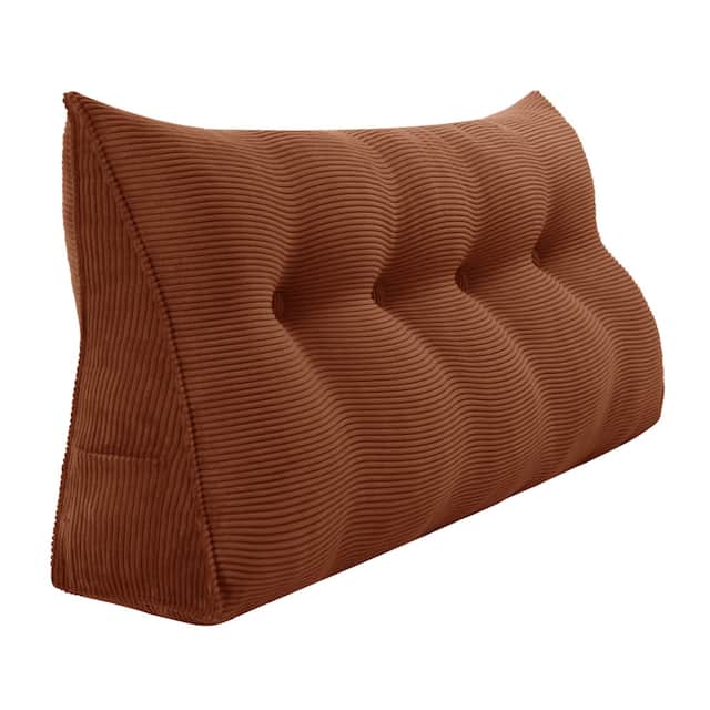 WOWMAX Large Reading Wedge Headboard Pillow for Bed Rest Back Support - Full - Brown