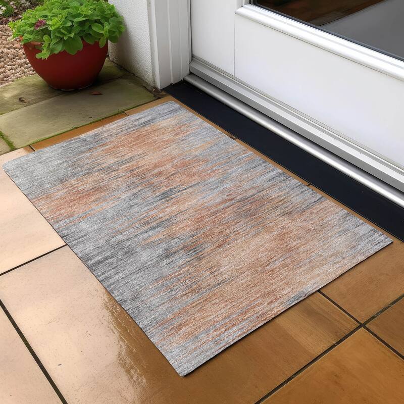 Machine Washable Indoor/ Outdoor Chantille Modern Ombre Rug - 1'8" x 2'6" - Salmon