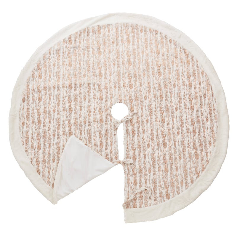 Enchanted Frost Foil Print Faux Fur Tree Skirt