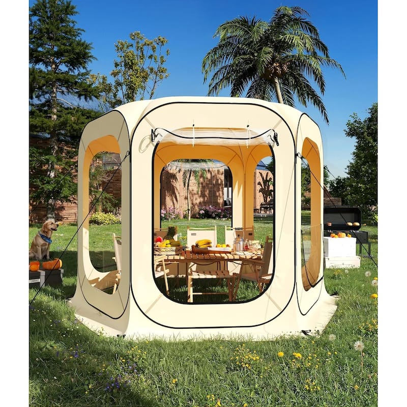 Outdoor 10x10 Ft Instant Pop Up Canopy Tent for Patio, Backyard, Deck - N/A - Yellow