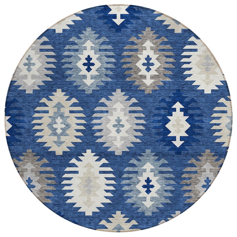 Machine Washable Indoor/ Outdoor Boho Tribal Chantille Rug