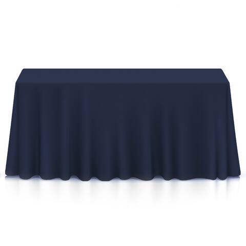 90 x 132" 10-Pack Rectangular Polyester Tablecloths - Navy Blue - Navy Blue