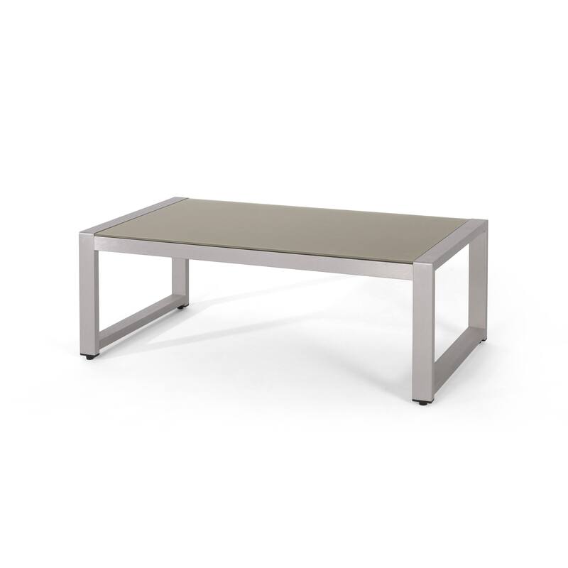 4 Piece Outdoor Sectional Sofa Set, Patio Aluminium Conversation Furniture Sets with Coffee Table and Cushions