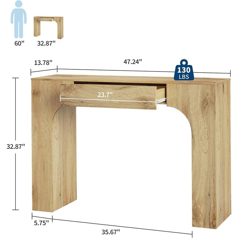 Farmhouse 47 in Console Table, Entryway Table with Drawer