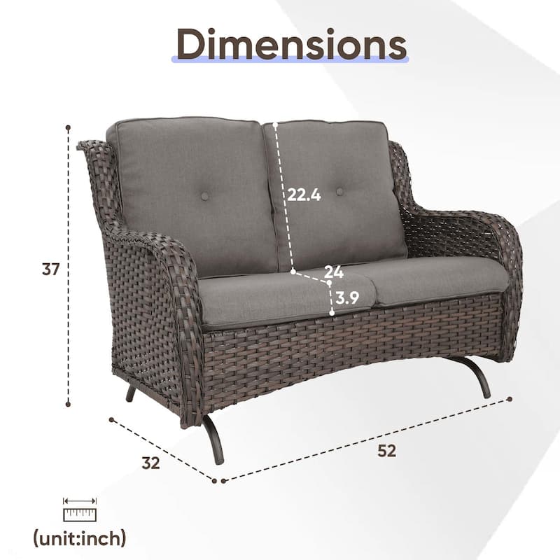 Gymojoy 2 Seat Stylish Patio Loveseat Glider Sofa with Water-Resistant Olefin Cushions