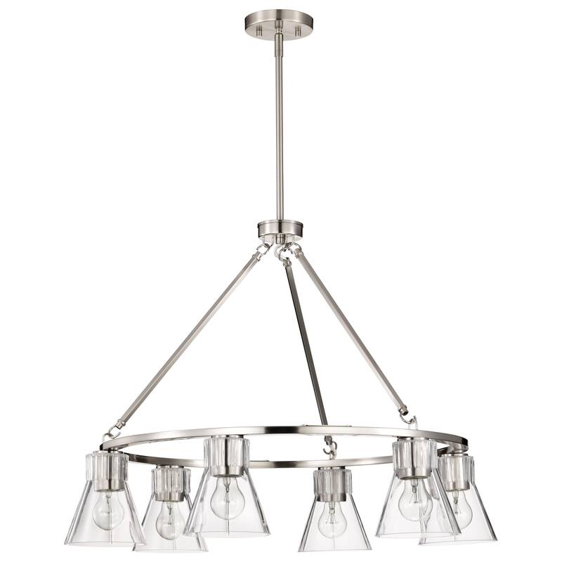 Gianna 6 Light Chandelier Brushed Nickel Finish Clear Glass - Brushed Nickel