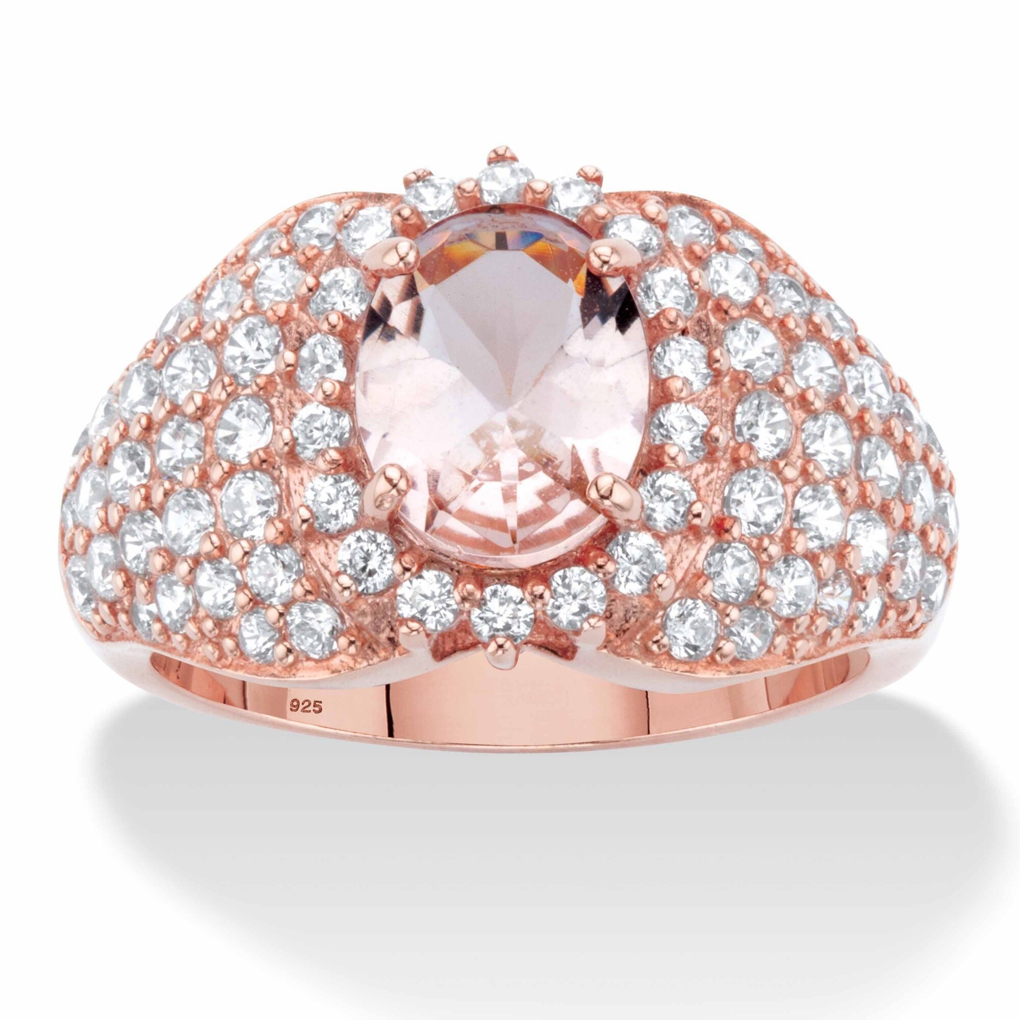 925 Sterling Silver Rose Gold Plated Simulated Pink Sapphire and White Cubic Zirconia Ring Jewelry Gifts for Women Ring Size Options 6 7 8 925 Sterling Silver Rose Gold Plated Simulated Pink Sapphire and White Cubic Zirconia Ring Jewelry Gifts for Women Ring Size Options 6 7 8