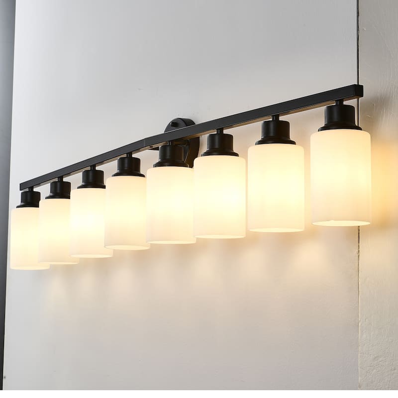Wall Lamp 8-Light ,Bathroom Vanity Light, Matte Black Bathroom Light Fixtures, Modern Wall Light(NO INCLUDED BULBS)-E26