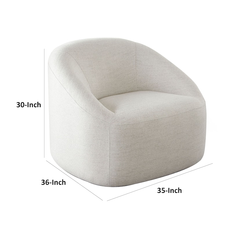 Opal Swivel Accent Chair, Light Oat Gray Polyester, Contoured Barrel Back