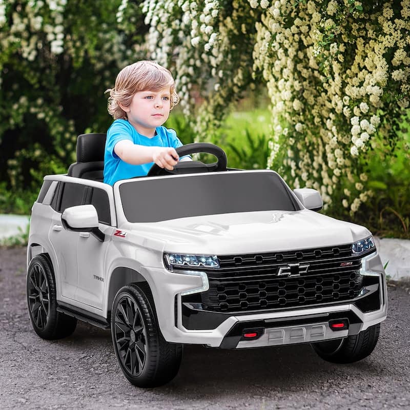 Aosom Chevrolet TAHOE Licensed Kids Ride on Car, 12V Battery Powered Kids Electric Car with Remote Control - White